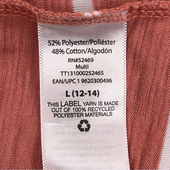 Large Mauve Orange White Striped Tee Time And Tru Casual Cotton Blend Preppy - Picture 12 of 13